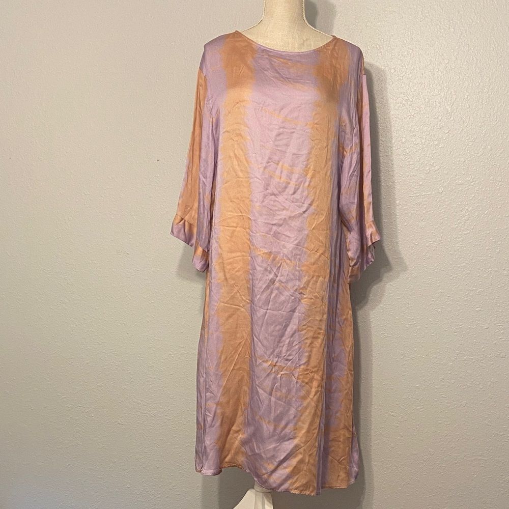 Anthropologie Norblack Norwhite Purple Tie-Dye Sonne Kaftan Maxi Dress Sz Small
